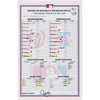 Washington Nationals Game-Used Lineup Card vs. Philadelphia Phillies on May 19, 2024 