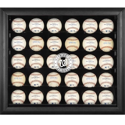 Vitrine à 30 boules de baseball encadrée noire avec le logo des Washington Nationals