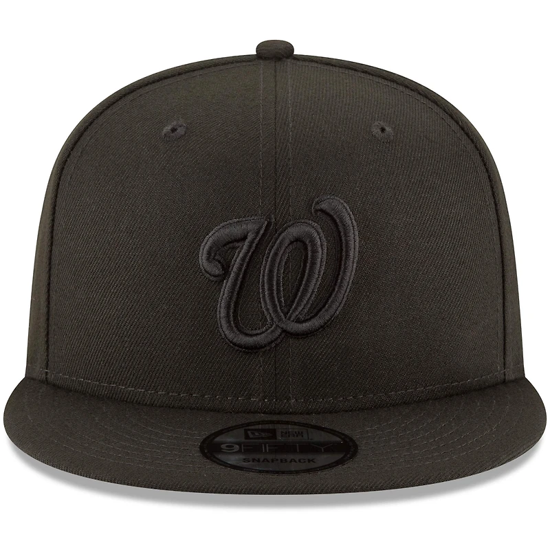 Washington Nationals New Era Black on Black 9FIFTY Team Snapback Adjustable Hat - Black