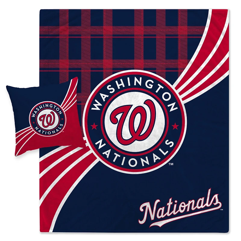 Ensemble de couverture légère et oreiller à carreaux des Nationals de Washington