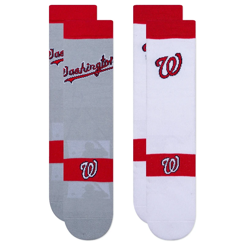 Lot de deux paires de chaussettes d'uniforme des Nationals de Washington, domicile et extérieur