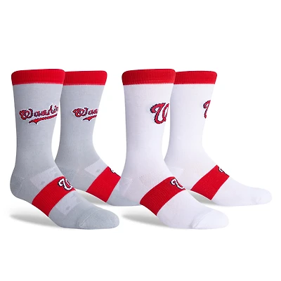 Lot de deux paires de chaussettes d'uniforme des Nationals de Washington, domicile et extérieur