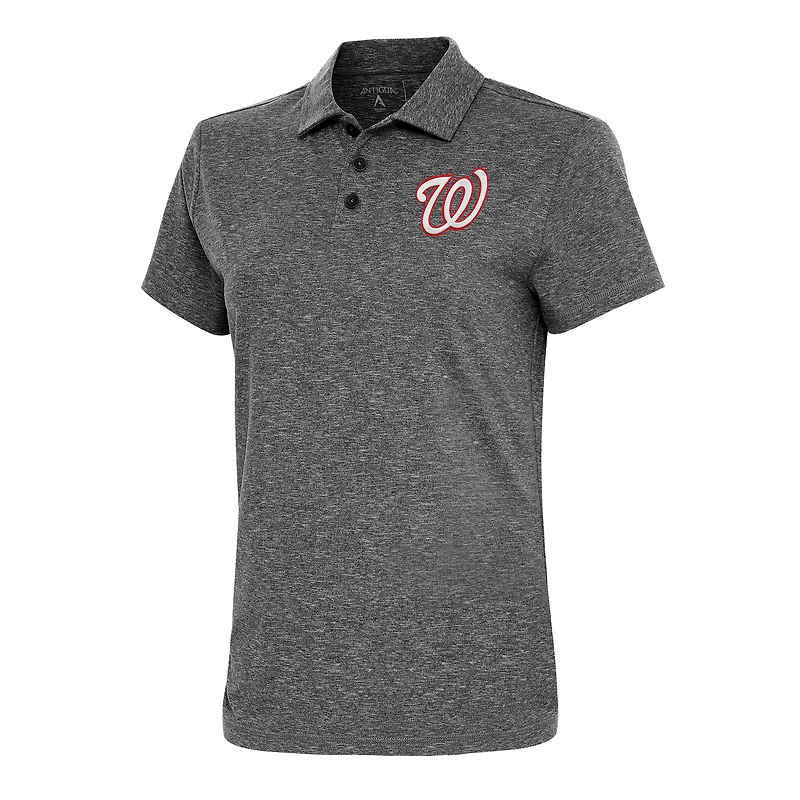 Polo Motivated Antigua Heather Black pour femme des Washington Nationals