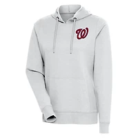 Women's Antigua Heather Gray Washington Nationals Action Pullover Hoodie