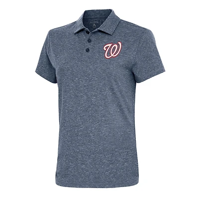 Women's Antigua  Heather Navy Washington Nationals Motivated Polo