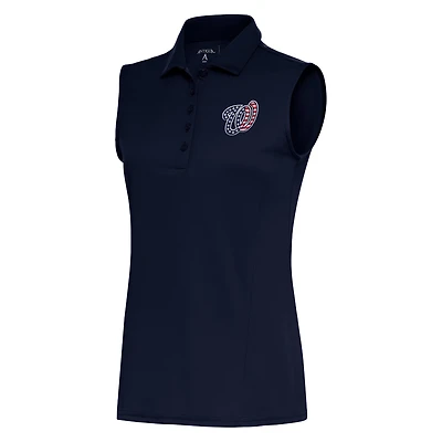 Polo hommage sans manches patriotique Antigua Navy pour femme des Washington Nationals
