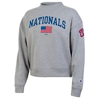 Women's Champion  Heather Gray Washington Nationals Americana Triumph Fleece Tri-Blend Sweatshirt