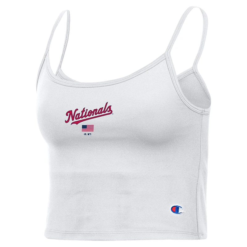 Women's Champion White Washington Nationals America Scoop Tank Top