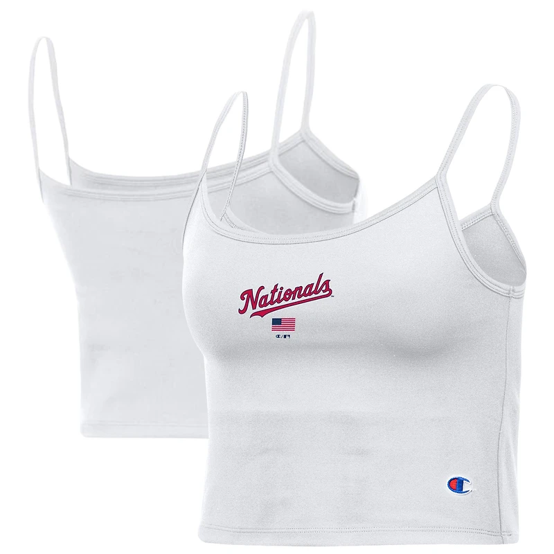 Women's Champion White Washington Nationals America Scoop Tank Top