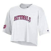 Women's Champion  White Washington Nationals Boyfriend Cropped Americana T-Shirt