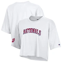 Women's Champion  White Washington Nationals Boyfriend Cropped Americana T-Shirt