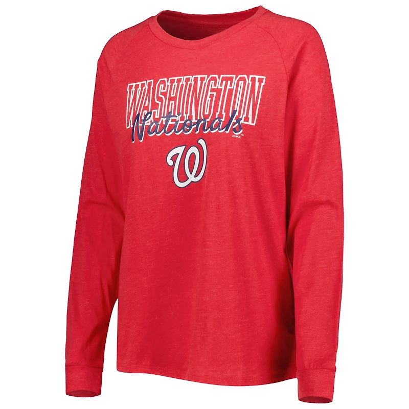 Women's Concepts Sport Heather Red Washington Nationals Meter Knit Raglan Long Sleeve Top & Shorts Sleep Set
