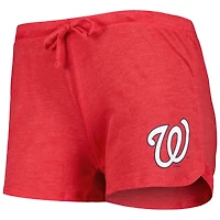 Ensemble de nuit pour femme Concepts Sport Heather Red Washington Nationals avec haut à manches longues raglan et short