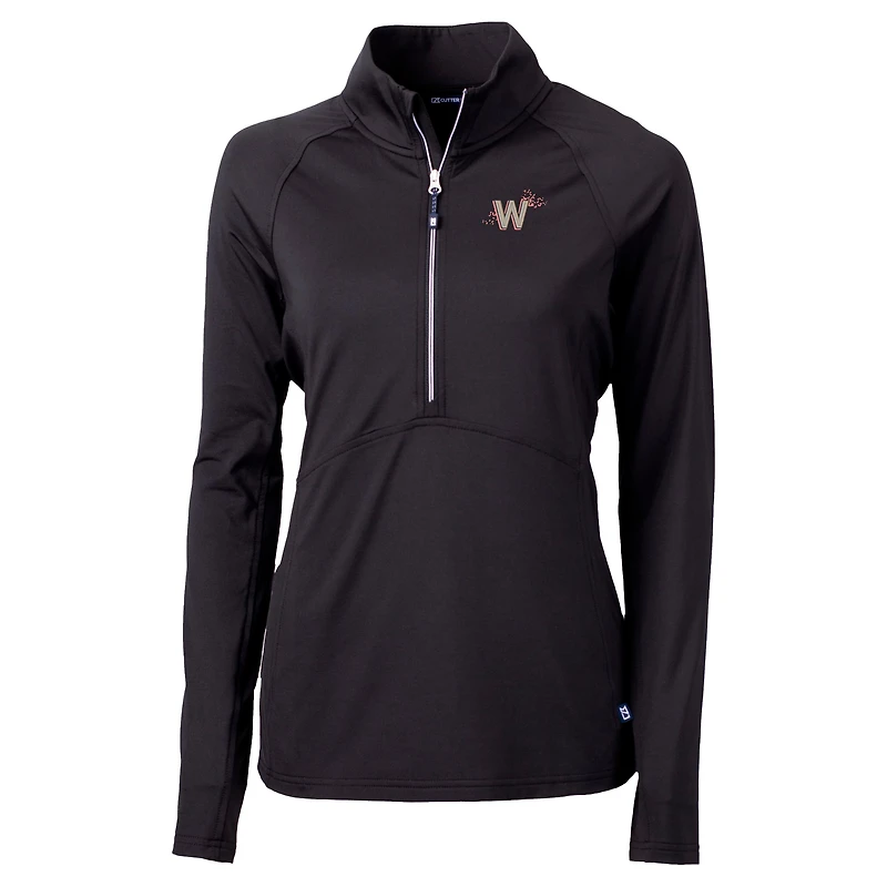 Pull-over demi-zippé City Connect Adapt Eco Knit recyclé pour femme, noir, Cutter & Buck, Washington Nationals
