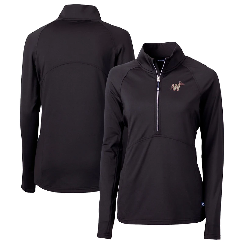 Pull-over demi-zippé City Connect Adapt Eco Knit recyclé pour femme, noir, Cutter & Buck, Washington Nationals