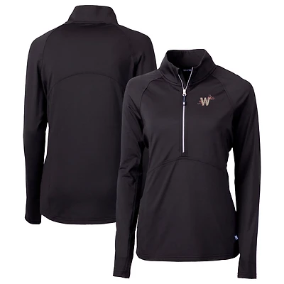 Pull-over demi-zippé City Connect Adapt Eco Knit recyclé pour femme, noir, Cutter & Buck, Washington Nationals