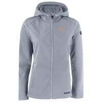 Veste à capuche zippée intégrale City Connect Evoke Eco Softshell recyclée pour femme, grise, des Nationals de Washington, Cutter & Buck