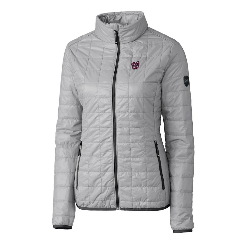 Doudoune Rainier PrimaLoft Eco entièrement zippée pour femme, grise, Cutter & Buck, Washington Nationals