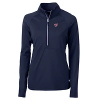 Women's Cutter & Buck Navy Washington Nationals Adapt Eco Knit Stretch Half-Zip Pullover Top