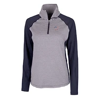 Pull-over extensible à demi-zip bleu marine avec logo Americana et rayures ton sur pour femme, Cutter & Buck, Washington Nationals