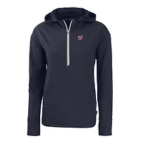 Women's Cutter & Buck  Navy Washington Nationals Daybreak Eco Recycled Half-Zip Hoodie