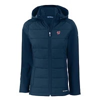 Veste à capuche entièrement zippée en softshell recyclée Evoke Hybrid Eco pour femme, bleu marine, des Washington Nationals, Cutter & Buck