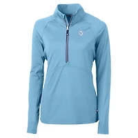 Haut demi-zippé extensible en tricot écologique et recyclé pour femme, bleu poudre, Cutter & Buck, Washington Nationals