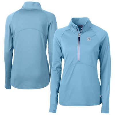 Haut demi-zippé extensible en tricot écologique et recyclé pour femme, bleu poudre, Cutter & Buck, Washington Nationals