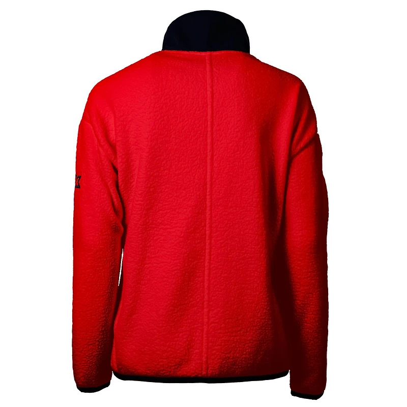 Veste polaire zippée intégrale en sherpa écologique Cascade avec logo Americana des Nationals de Washington pour femme, Cutter & Buck, rouge