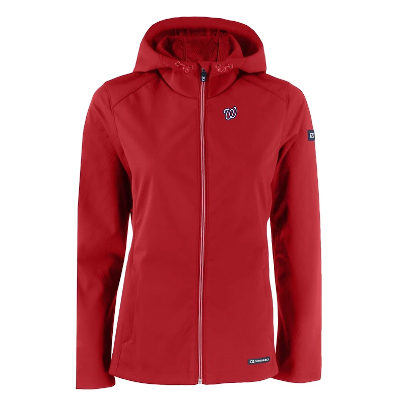 Veste zippée intégrale recyclée Evoke Eco Softshell pour femme, couleur rouge, des Washington Nationals, Cutter & Buck