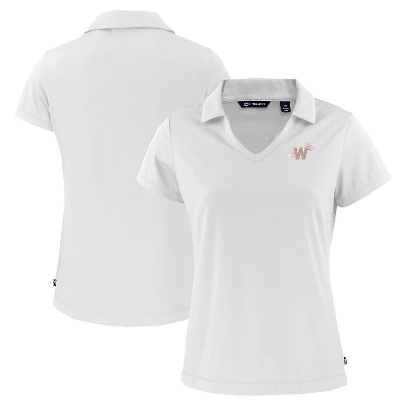 Women's Cutter & Buck  White Washington Nationals City Connect Daybreak Eco Recycled V-Neck Polo