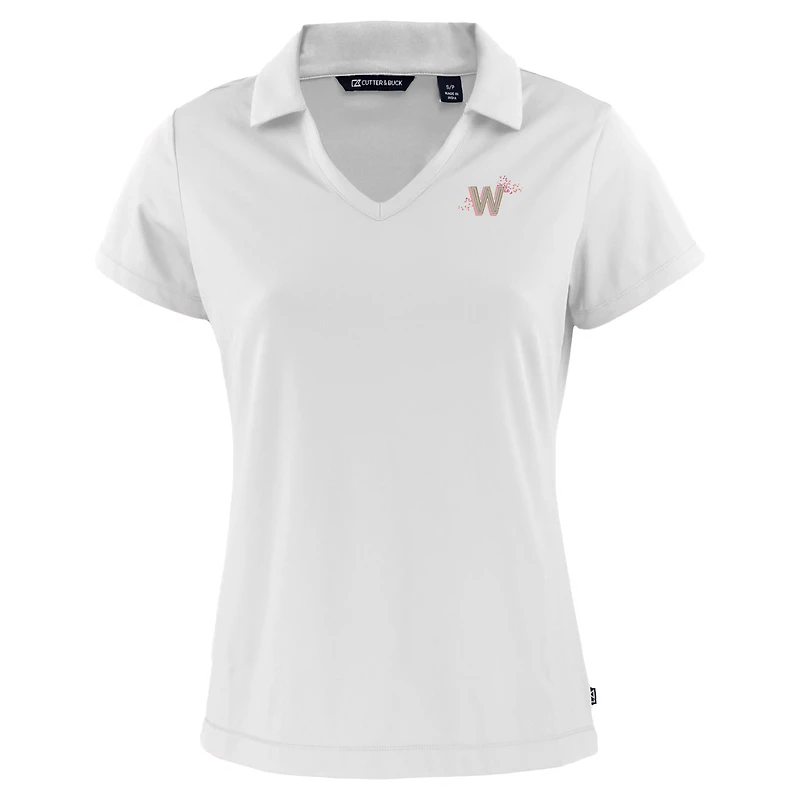 Women's Cutter & Buck  White Washington Nationals City Connect Daybreak Eco Recycled V-Neck Polo