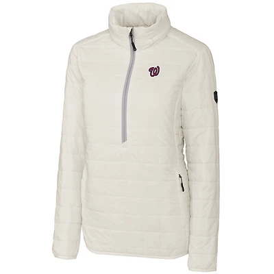 Veste demi-zip Rainier blanche pour femme Cutter & Buck des Washington Nationals