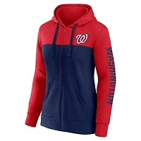 Sweat à capuche entièrement zippé Fanatics pour femmes rouge/marine Washington Nationals City Ties