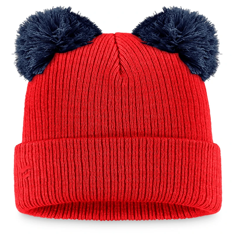 Women's Fanatics Red/Navy Washington Nationals Double Pom Cuffed Knit Hat