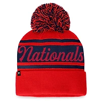 Women's Fanatics Red/Navy Washington Nationals Script Cuffed Knit Hat with Pom