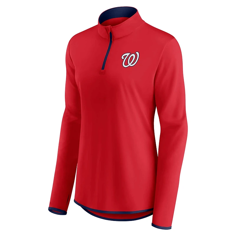Haut à quart de zip Fanatics pour femmes, rouge, Washington Nationals