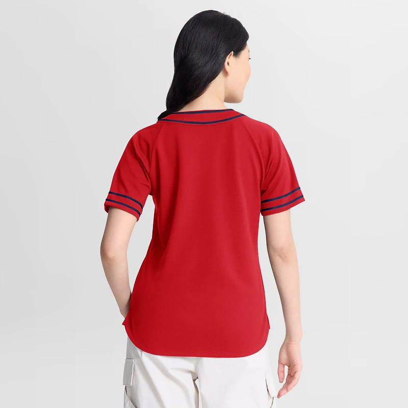 Women's Fanatics Red Washington Nationals Diva Race Ahead Raglan V-Neck T-Shirt