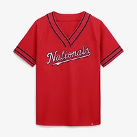 Women's Fanatics Red Washington Nationals Diva Race Ahead Raglan V-Neck T-Shirt