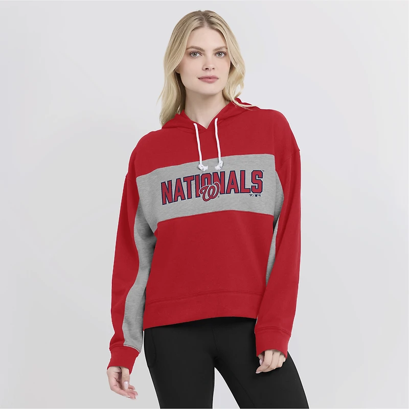 Sweat à capuche rouge Fanatics pour femmes des Nationals de Washington remplis feuilles statistiques