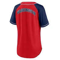 T-shirt rouge à col en V Fanatics Washington Nationals Ultimate Style Raglan pour femmes
