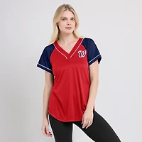T-shirt rouge à col en V Fanatics Washington Nationals Ultimate Style Raglan pour femmes