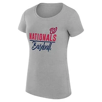 Women's G-III 4Her by Carl Banks Heather Gray Washington Nationals Super-Slim Fit Lightweight Team Graphic T-Shirt