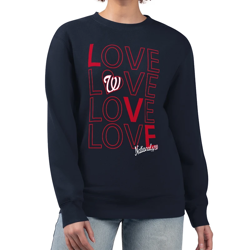 Sweat-shirt polaire à enfiler pour femme G-III 4Her par Carl Banks, bleu marine, logo Washington Nationals Love Team