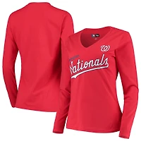 T-shirt à manches longues pour femme G-III 4Her by Carl Banks Red Washington Nationals Post Season