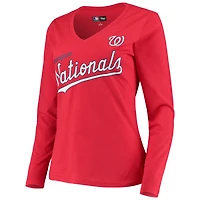 T-shirt à manches longues pour femme G-III 4Her by Carl Banks Red Washington Nationals Post Season