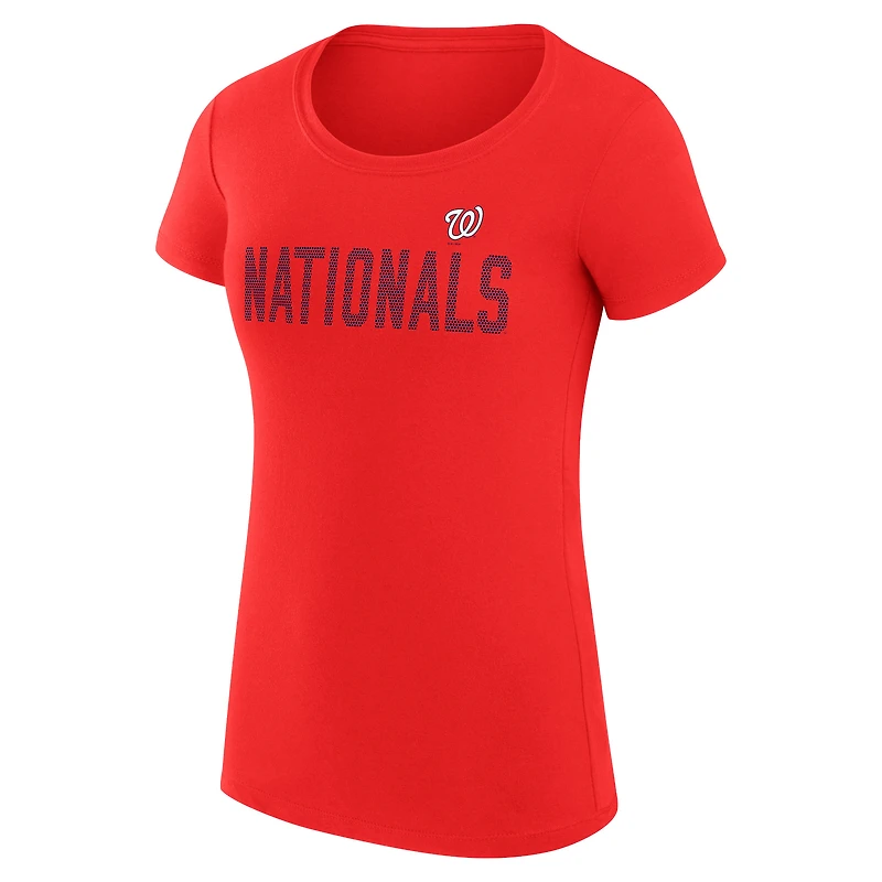 Women's G-III 4Her by Carl Banks Red Washington Nationals Super-Slim Fit Lightweight Dot Print T-Shirt