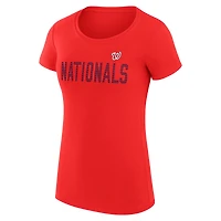 Women's G-III 4Her by Carl Banks Red Washington Nationals Super-Slim Fit Lightweight Dot Print T-Shirt