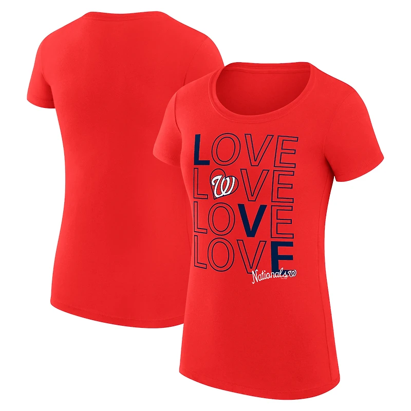 T-shirt G-III 4Her pour femme par Carl Banks, rouge, Washington Nationals, coupe ultra-slim, léger, motif Love Graphic Team