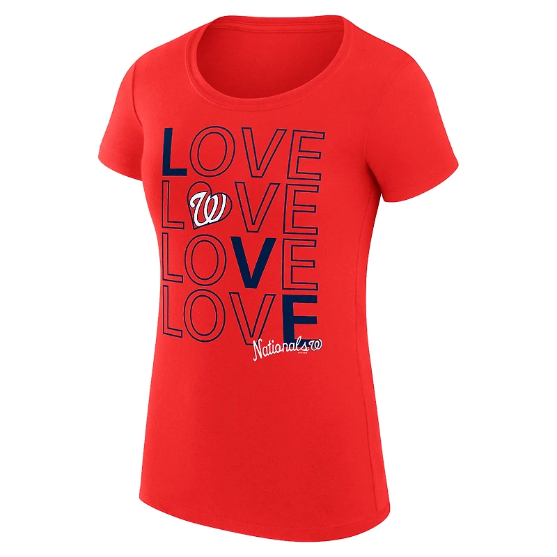 Women's G-III 4Her by Carl Banks Red Washington Nationals Super-Slim Fit Lightweight Love Graphic Team T-Shirt